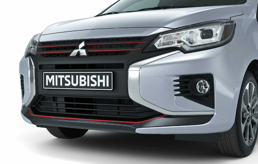 Mitsubishi Mirage Front Under Garnish - Carbon Pattern With Red Stripe